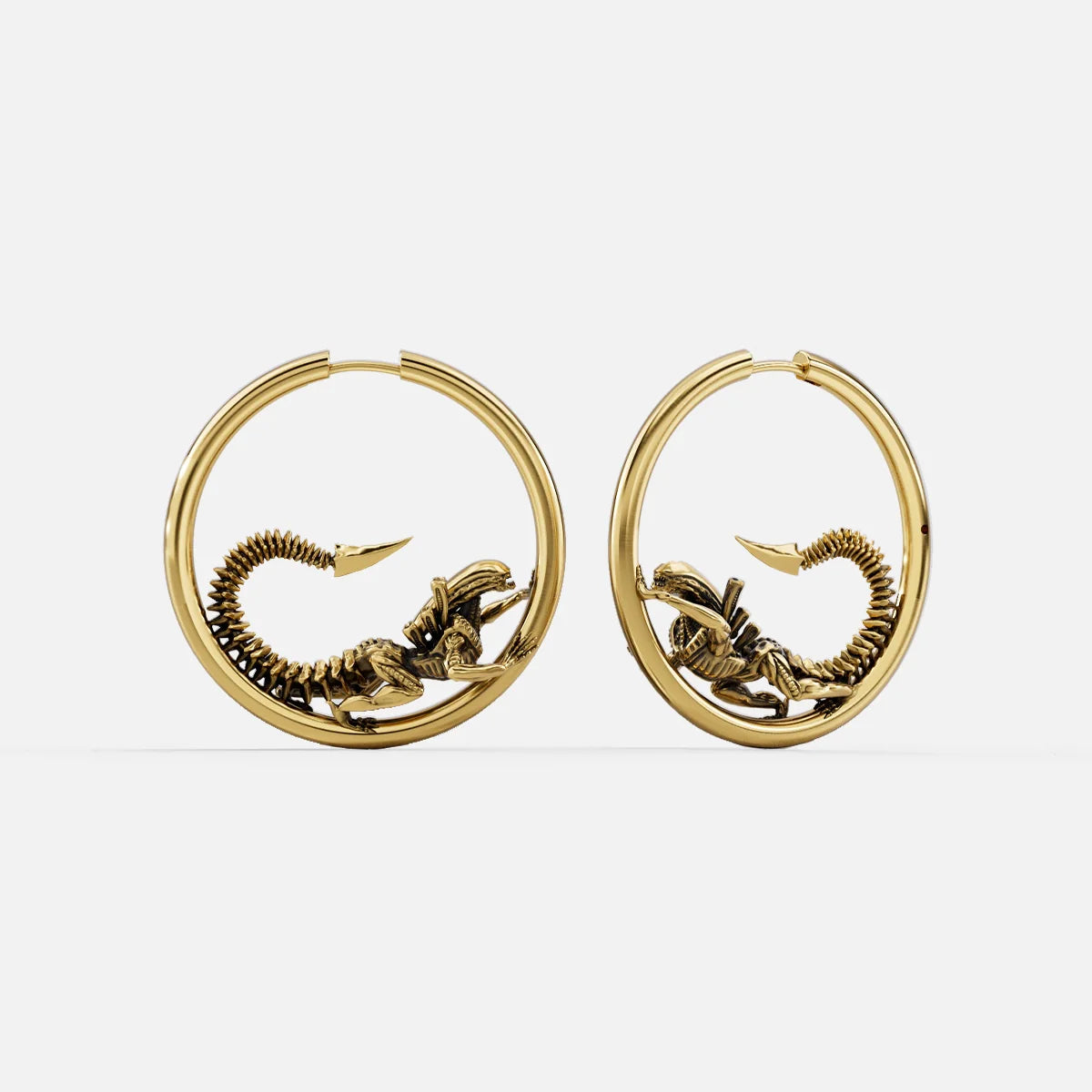 BIOMECHANICAL ALIEN HOOP EARRINGS