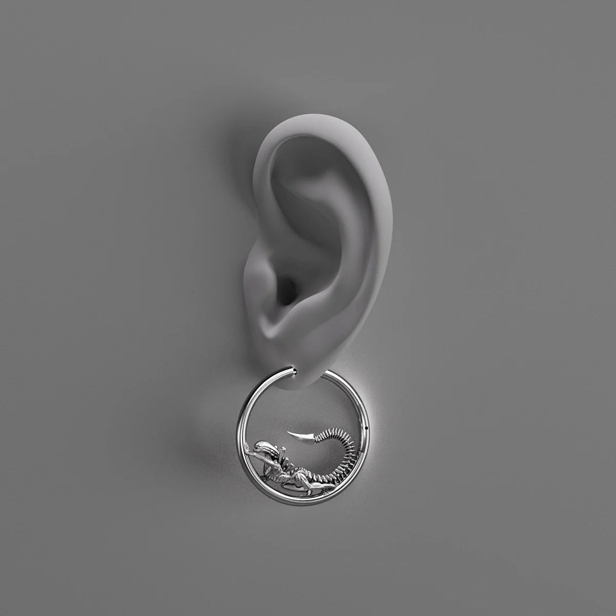 BIOMECHANICAL ALIEN HOOP EARRINGS